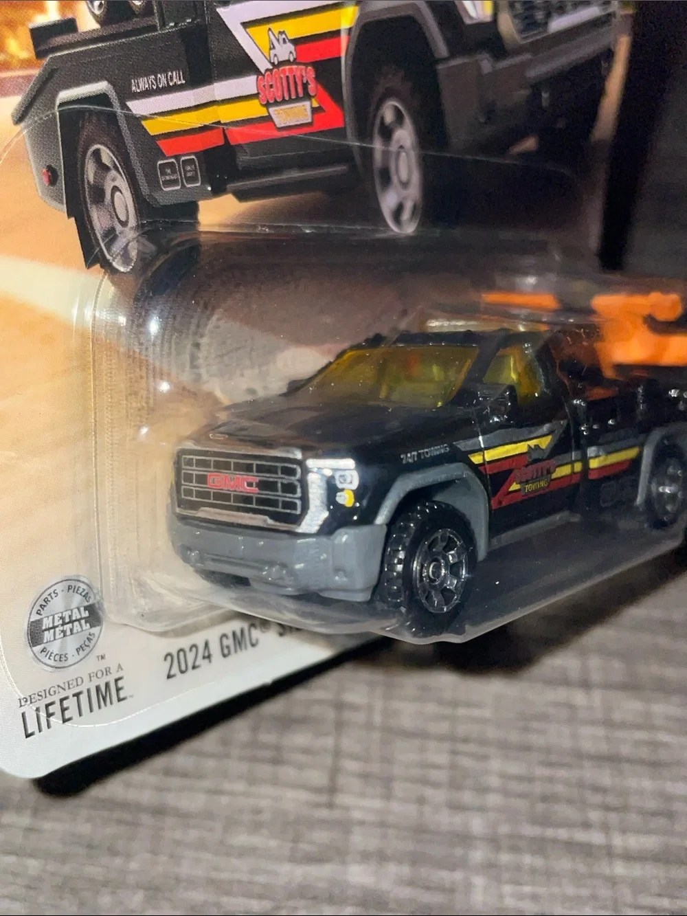 Tow Truck Matchbox 2024 GMC Sierra 3500 Wrecker Toy Truck - Black & Yellow